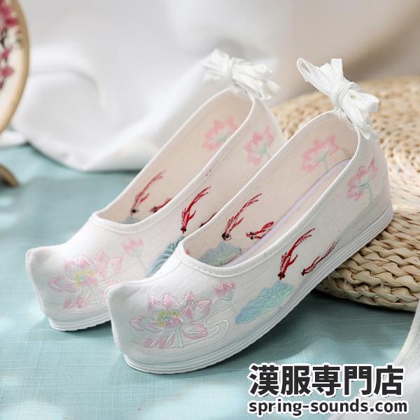 【花柄刺繍靴1足】ホワイト レッド ピンク 魚刺しゅう靴 軽い 通気性がいい 刺繍靴