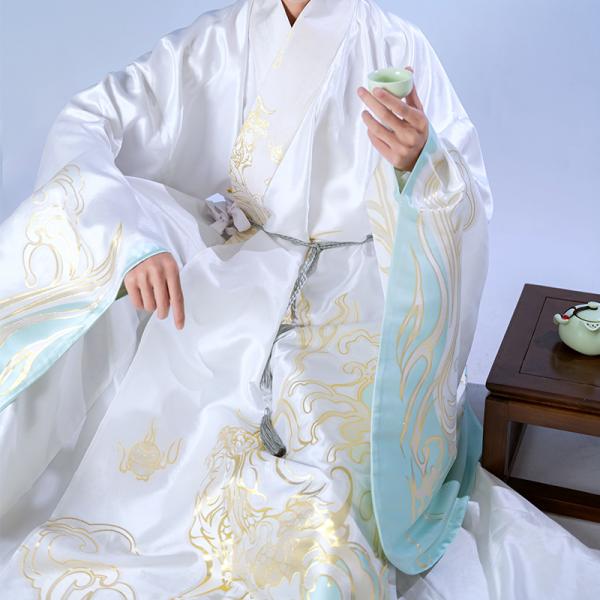 【道袍1点】ホワイト チャイナ風服 改良漢服 メンズ服 撮影