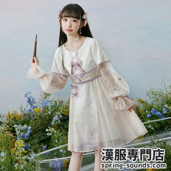 「十三余-紫雾」ワンピース 漢服風ワンピース 撮影 レディース チャイナ服