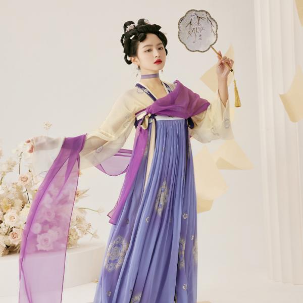 「十三余-紫金叹」2点セット シルク 唐制漢服 撮影 レディース チャイナ服