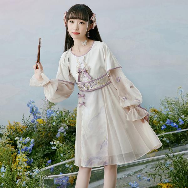 「十三余-紫雾」ワンピース 漢服風ワンピース 撮影 レディース チャイナ服