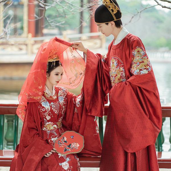 「钟灵记--良缘夙缔」円襟袍 龍柄刺繍 メンズ漢服 チャイナ服 結婚式