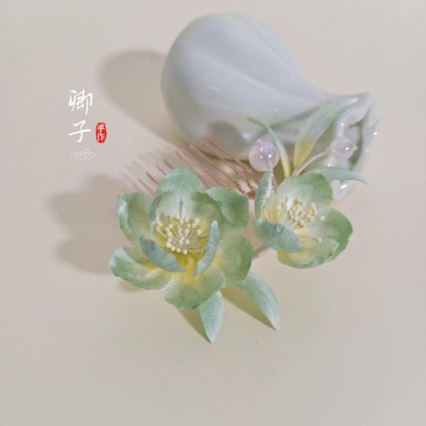 绒花-『天水梦』 漢服髪飾り かんざし 手作り シルク 無形文化遺産登録