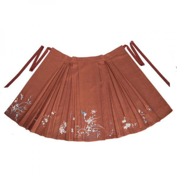 刺繍スカート レッド ホワイト レディース 「清水溪-万象升平」