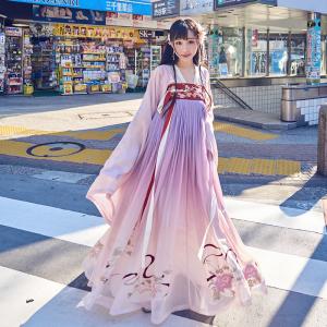 [十三余--粉花神]「上着、スカート」ホワイト パープル 長袖刺繍漢服 中華服刺繍漢服 チャイナ服 撮影 演奏会 花火会 パーティー お祭り 踊り お花見 仮装 舞台