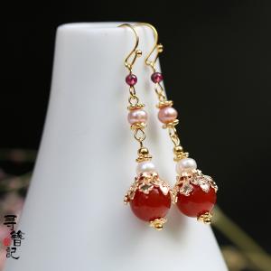 【耳飾り1ペア】手作り イヤリング ピアス 天然石 フックピアス 服手作り オリジナル ハンドメイド 華奢 ロングピアス彼女