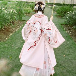 [十三余--丰狐飞花] 「広袖コート1点」贅沢な狐柄刺繍 漢服 中華服 チャイナ服