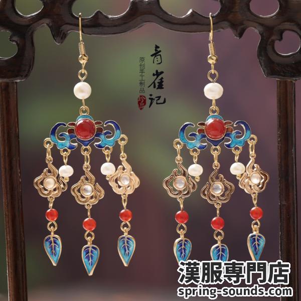 【耳飾り1ペア】手作り　明制耳飾り 天然石 漢服耳飾り
