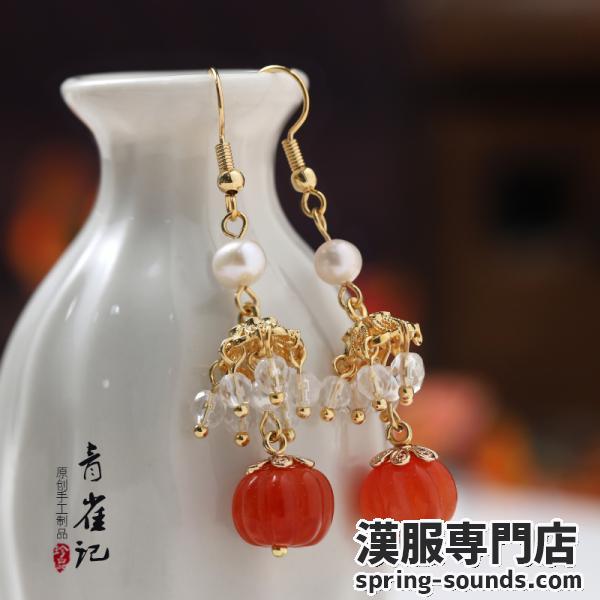 【耳飾り1ペア】手作り　明制耳飾り 天然石 漢服耳飾り