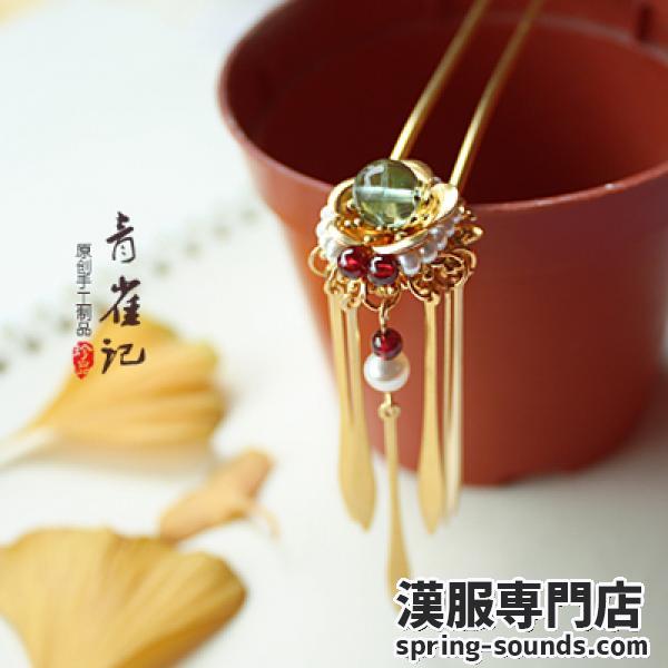 【かんざし1点】漢服髪飾り 手作り 天然石【青雀记--青鸾 】