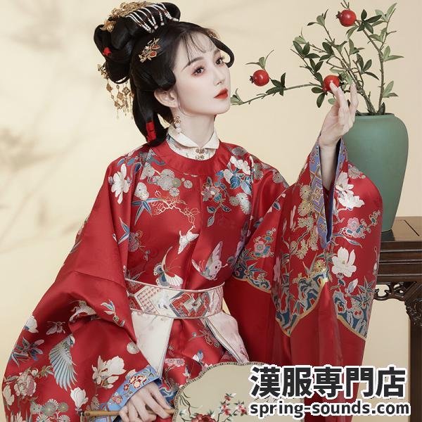 花柄漢服　結婚式用漢服 レディース漢服 レッド 撮影 公演 「钟灵记--繁华锦鹊」