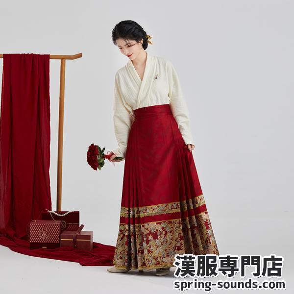 明制漢服スカート 马面裙 レディース漢服  撮影 公演 秋冬「织造司--缔结」