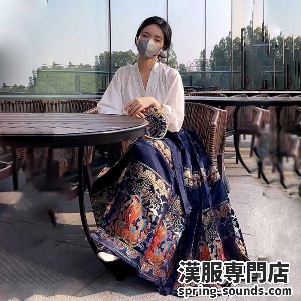 明制漢服スカート 马面裙 レディース漢服  撮影 公演 秋冬「织造司--山河映画」