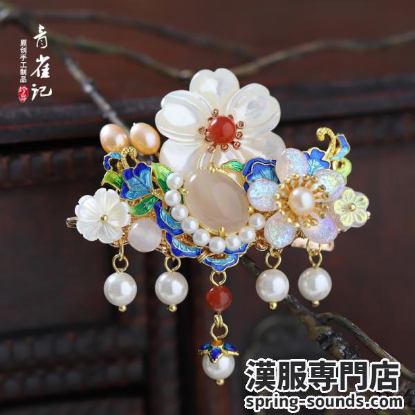 【髪飾り1点】ヘアクリップ 漢服髪飾り　女性 ヘアアクセサリー  【青雀记--满庭芳】