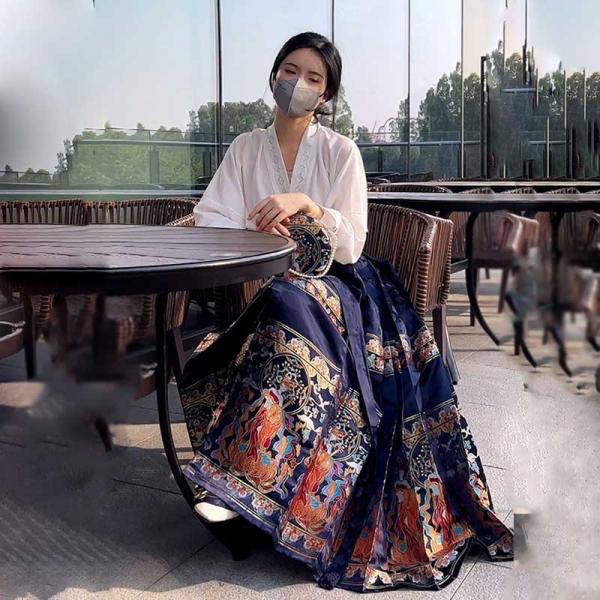 明制漢服スカート 马面裙 レディース漢服  撮影 公演 秋冬「织造司--山河映画」