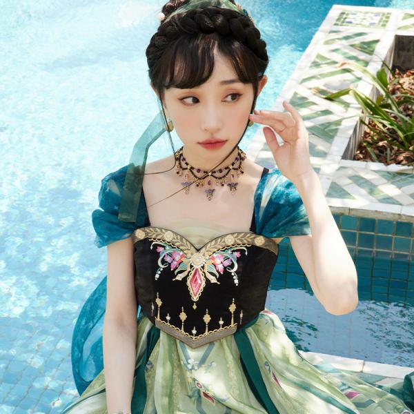 ✿販売終了✿ディズニー風ワンピース Anna ディズニーアナ風「十三余-迪士尼安娜-阿伦戴尔的宝石」