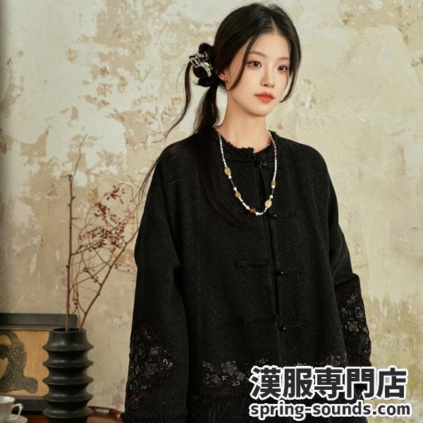 レディース刺繍アウター ブラック[玄青]