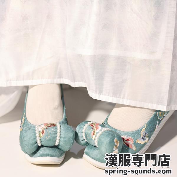 【靴1足】唐代漢服靴 グリーン レディース 【百蝶】