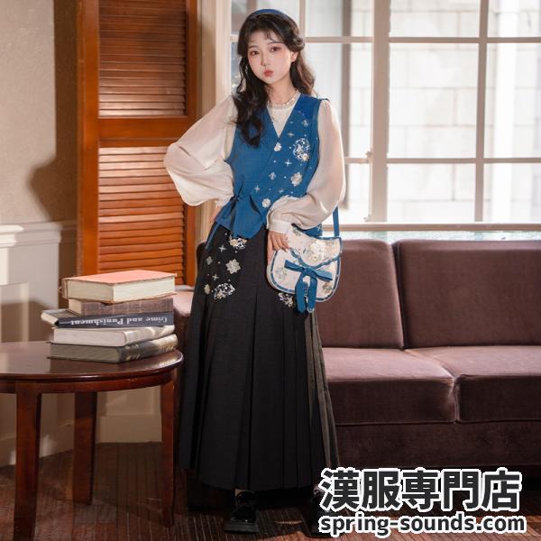 漢服 花柄刺繍 レディース漢服　钟灵毓秀 景釉青禾
