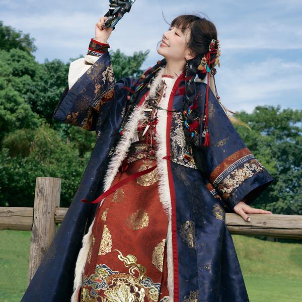 チベット風漢服 ネイビー [雪原花-盗墓筆記コラボ]