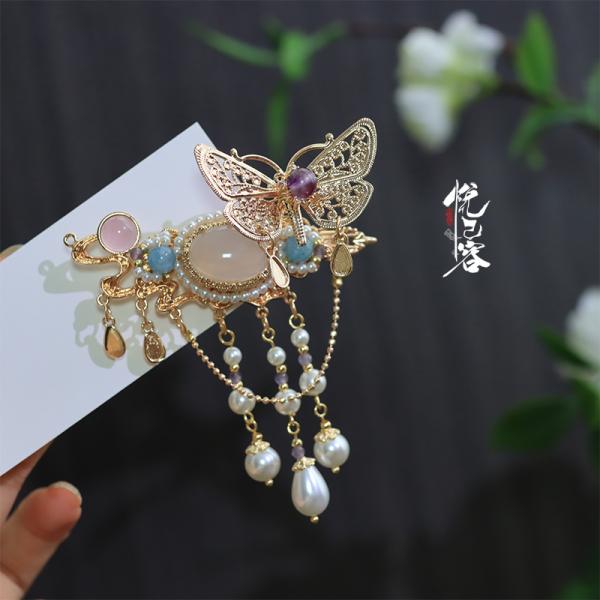 手作りヘアクリップ 【金羽蝶】