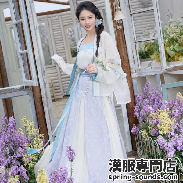 花柄刺繍レディース漢服【花事如银】