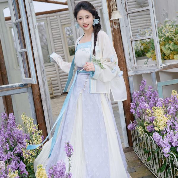 花柄刺繍レディース漢服【花事如银】