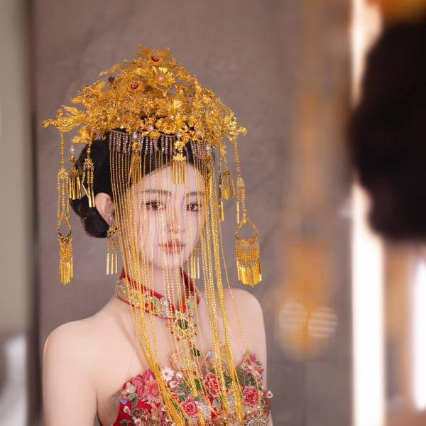 チャイナ風髪飾り 中華風 撮影 結婚式 凤冠套装8531