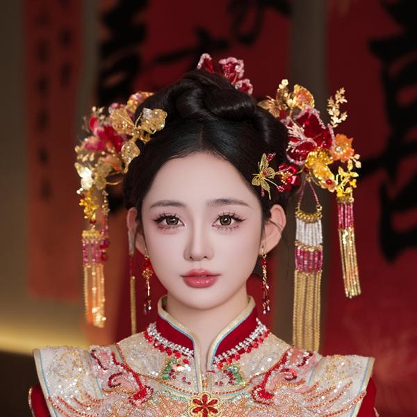 チャイナ風髪飾り 中華風 撮影 結婚式 D0454