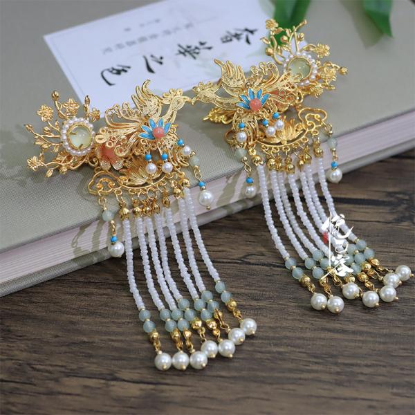 ヘアクリップ 髪飾り 手作り 悦己容[秋月坠]