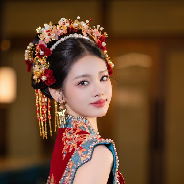 チャイナ風髪飾り 中華風 撮影 結婚式D0478