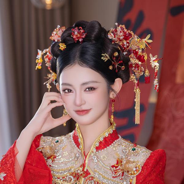 チャイナ風髪飾り 中華風 撮影 結婚式D0460
