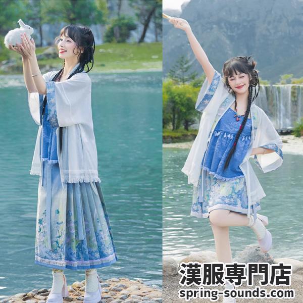 明制漢服 レディース漢服 【沁蓝】