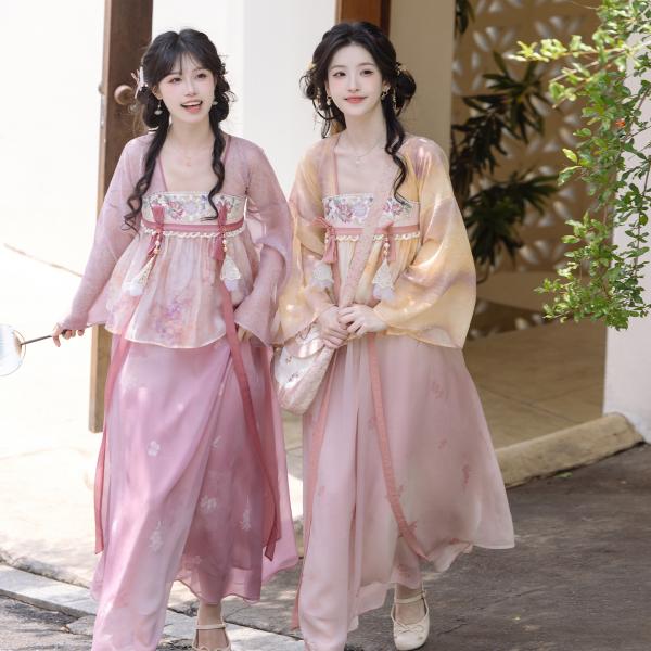 唐制漢服 レディース漢服 远山乔【蜜桃花瓣】
