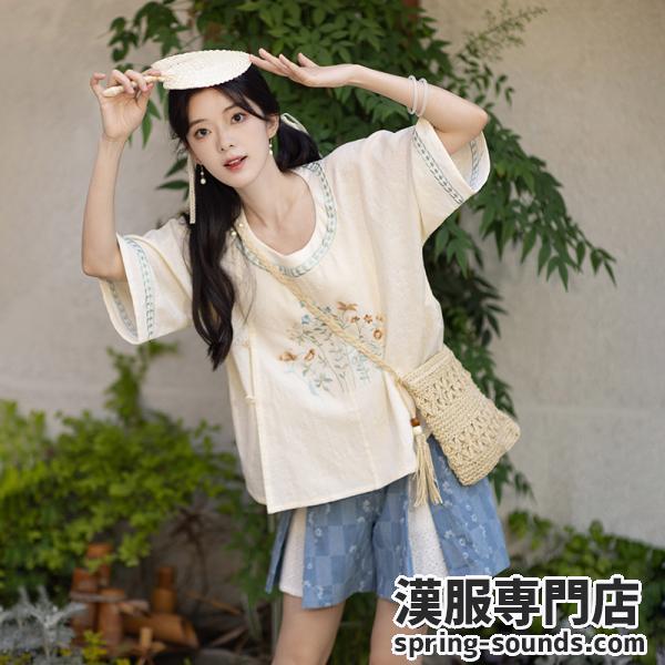 花柄刺繍レディース漢服 池夏【一杯凉白开】