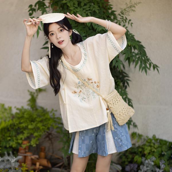 花柄刺繍レディース漢服 池夏【一杯凉白开】
