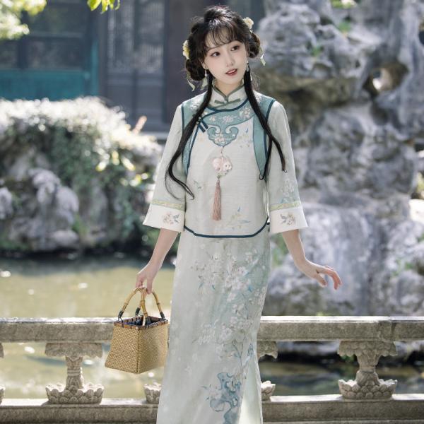 藤花刺繍レディース漢服　[一砚梨雪]