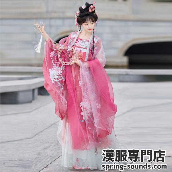 唐制刺繍漢服 レディース漢服　【桃夭】