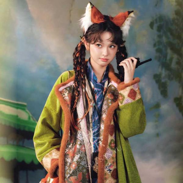 両面着れる漢服 きつねのニック風円襟袍 ディズニー ズートピア [迪士尼 尼克-双面狐影]