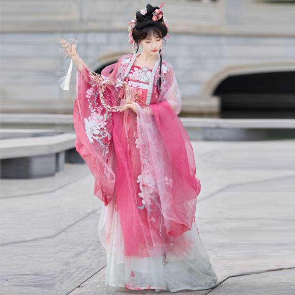 唐制刺繍漢服 レディース漢服　【桃夭】