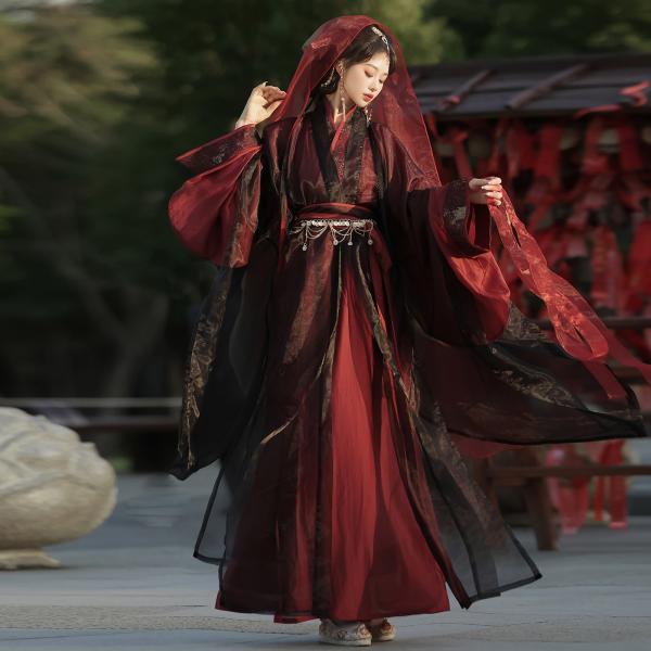 木兰風漢服 魏晋战国袍レディース漢服 【虞姬叹】