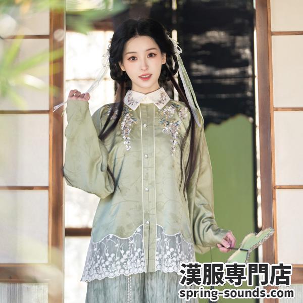 藤の花柄刺繍　レディース漢服　 【立春·蔓蔓烟萝】