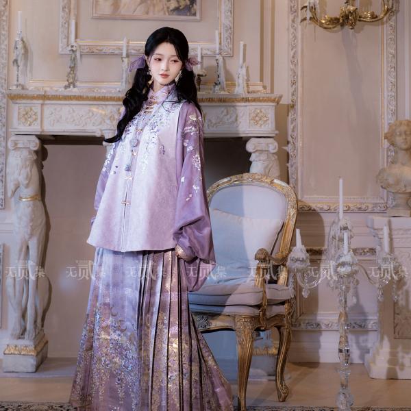 3点セット 明制刺繍漢服 レディース漢服 【藤萝有期】