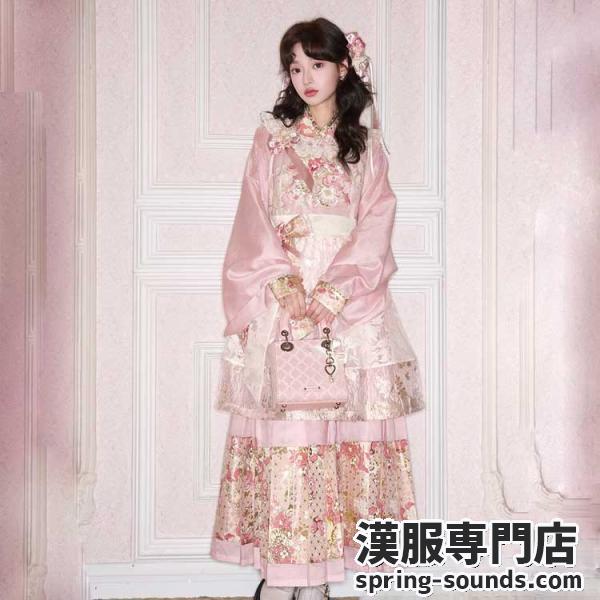 春のレースオーバーエプロン 透かし織金（おりきん） 漢洋折衷セット 十三余[桃夭照影]