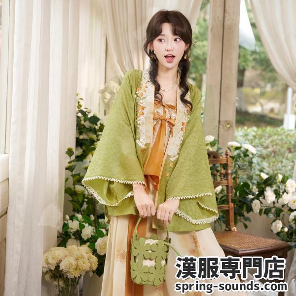 テンセル素材の対襟羽織・キャミソール・宋風パンツ 春のスタイルアップ 漢服モチーフの女性用セットアップ 十三余[待春风]