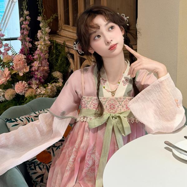 ガーリー改良 斉胸漢服 対襟ワンピース 日常向けセット　十三余[双燕行]