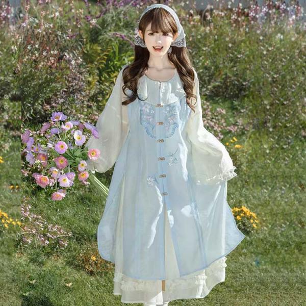 明制レディース漢服 花柄刺繍 【重回汉唐初夏有风】