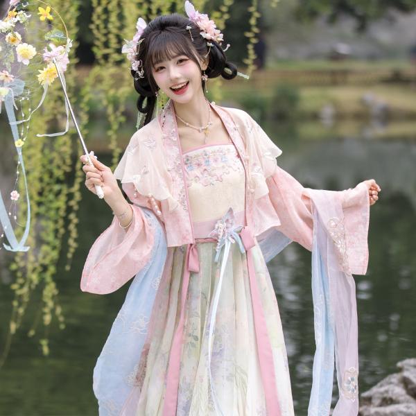 唐風漢服　花柄刺繍漢服　远山乔【捕春光】