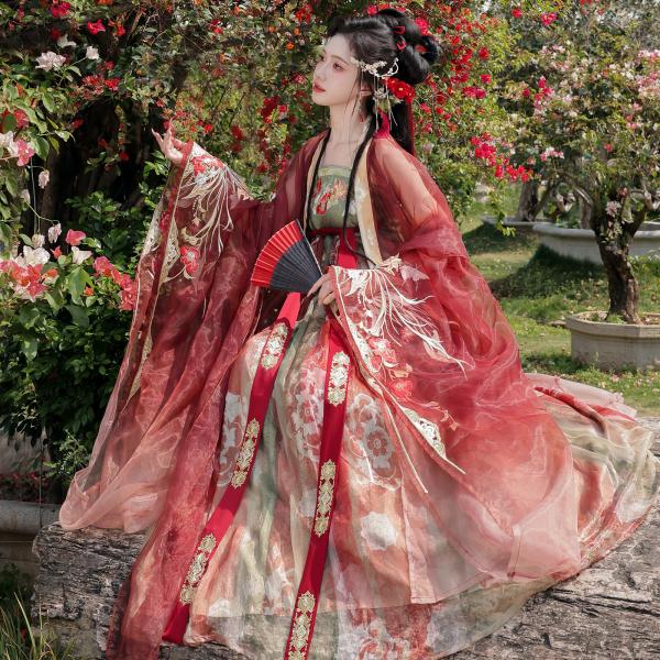 刺繍漢服　レディース　玉术【簪红】