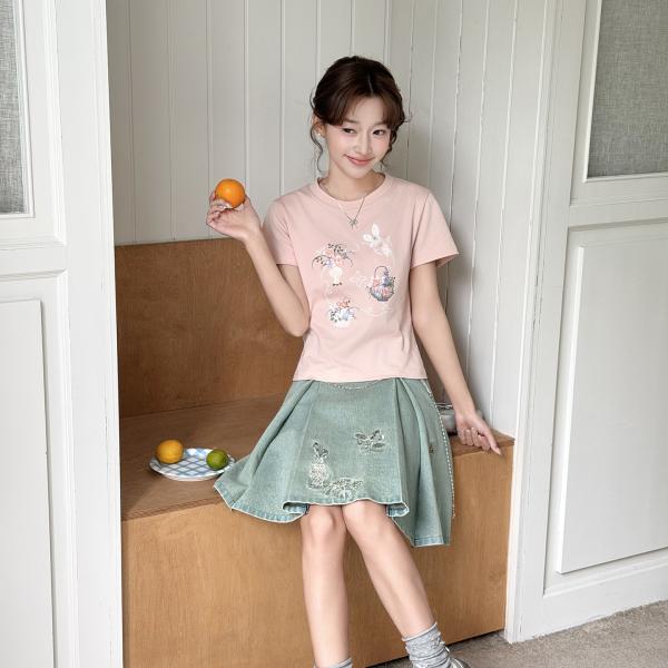 チャイナ風刺繍Ｔシャツ　十三余[若梦]